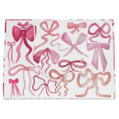 Roze Bow Coquette Baby shower Gift Bag Groot Cadeauzakje (Voorkant)