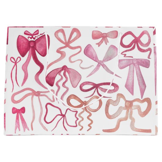 Roze Bow Coquette Baby shower Gift Bag Groot Cadeauzakje (Voorkant)