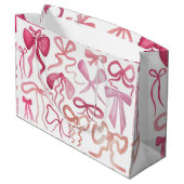 Roze Bow Coquette Baby shower Gift Bag Groot Cadeauzakje (Achterkant Gekanteld)