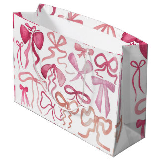 Roze Bow Coquette Baby shower Gift Bag Groot Cadeauzakje