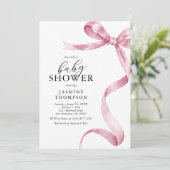 Roze Bow Coquette Baby shower Kaart (Staand voorkant)