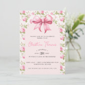 Roze Bow Coquette Baby shower Kaart (Staand voorkant)