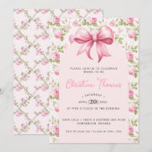 Roze Bow Coquette Baby shower Kaart (Voorkant / Achterkant)