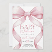 Roze Bow Coquette Baby shower Kaart (Voorkant)