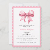 Roze Bow Coquette Baby shower Kaart (Voorkant)
