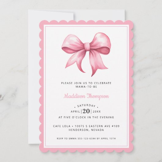 Roze Bow Coquette Baby shower Kaart (Voorkant)