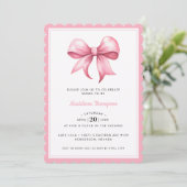 Roze Bow Coquette Baby shower Kaart (Staand voorkant)