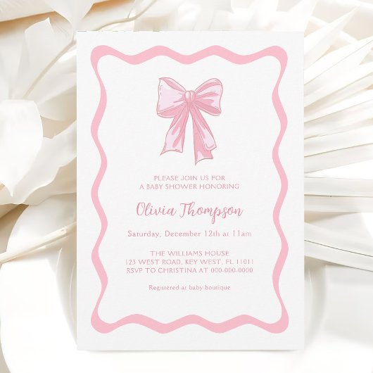 Roze Bow Coquette Baby shower Kaart