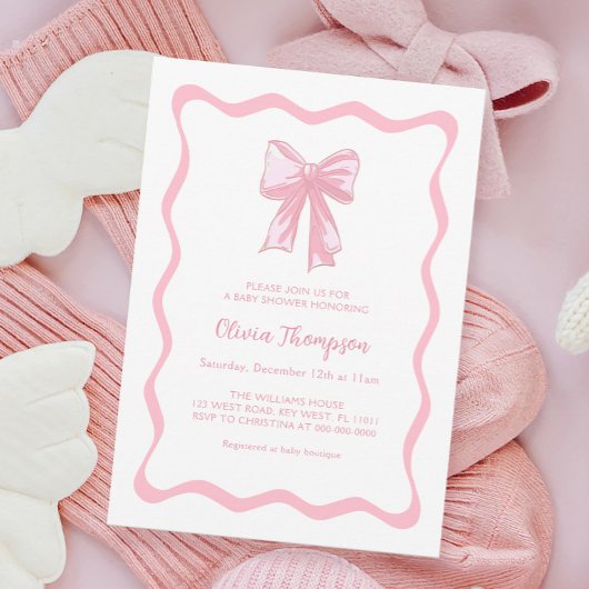 Roze Bow Coquette Baby shower Kaart