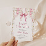 Roze Bow  Coquette Baby shower Kaart<br><div class="desc">Roze Bow  Coquette Baby shower Invitation</div>