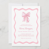 Roze Bow Coquette Baby shower Kaart (Voorkant)