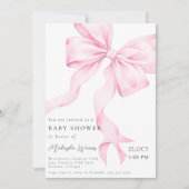 Roze Bow Coquette Baby shower Kaart (Voorkant)