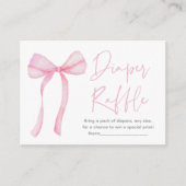 Roze Bow Coquette Baby shower Luier Raffle Informatiekaartje (Voorkant)