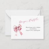 Roze Bow Coquette Baby shower Luier Raffle Kaart Notitiekaartje (Voorkant)