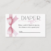 Roze Bow Coquette Baby shower Luier Raffle Ticket Informatiekaartje (Voorkant)