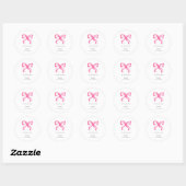 Roze Bow Coquette Baby shower Minimal Elegant Ronde Sticker (Vel)