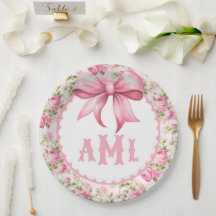 Roze Bow Coquette Baby shower Monogram