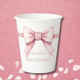 Roze Bow Coquette Baby shower Papieren Bekers