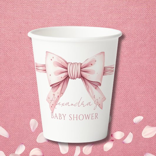 Roze Bow Coquette Baby shower Papieren Bekers