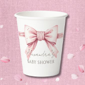 Roze Bow Coquette Baby shower Papieren Bekers