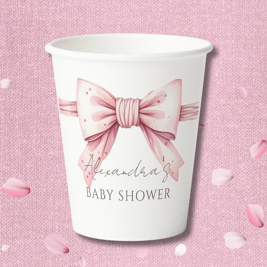 Roze Bow Coquette Baby shower Papieren Bekers