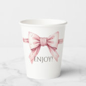 Roze Bow Coquette Baby shower Papieren Bekers (Achterkant)