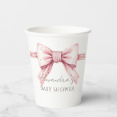 Roze Bow Coquette Baby shower Papieren Bekers (Voorkant)