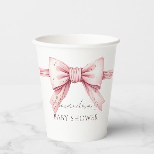 Roze Bow Coquette Baby shower Papieren Bekers (Voorkant)