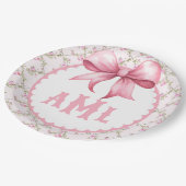 Roze Bow Coquette Baby shower Papieren Bordje (Gekanteld)