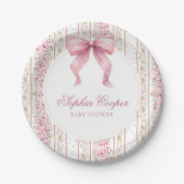 Roze Bow  Coquette Baby shower Papieren Bordje (Voorkant)