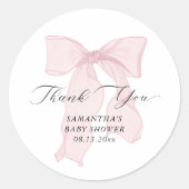 Roze Bow Coquette Baby shower Ronde Sticker (Voorkant)