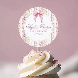 Roze Bow  Coquette Baby shower Ronde Sticker