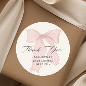 Roze Bow Coquette Baby shower Ronde Sticker