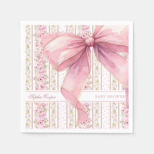 Roze Bow  Coquette Baby shower Servet (Voorkant)