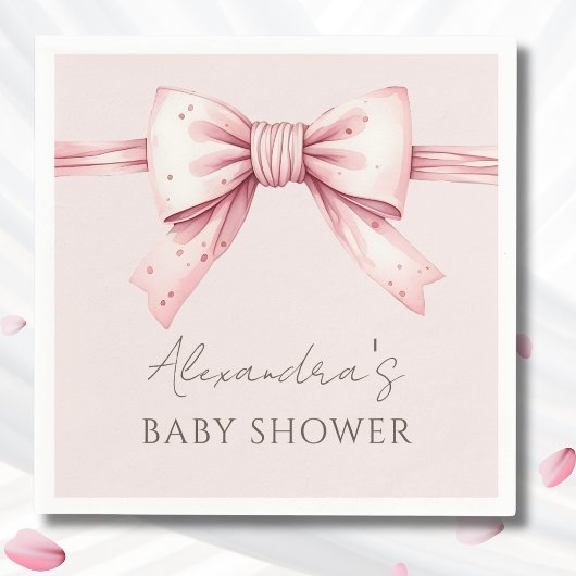 Roze Bow Coquette Baby shower Servet