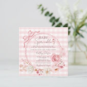 Roze Bow Coquette Baby Sprinkle baby shower Kaart (Staand voorkant)