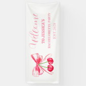 Roze Bow Coquette Bachelorette Party Spandoek (Verticaal)