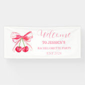 Roze Bow Coquette Bachelorette Party Spandoek (Horizontaal)