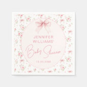Roze Bow Coquette Bloemen Baby Meisje Douche Papie Servet (Voorkant)