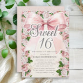 Roze Bow Coquette Bloemen  Sweet 16 Kaart