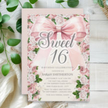 Roze Bow Coquette Bloemen  Sweet 16