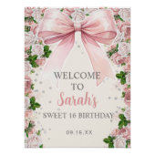 Roze Bow Coquette Bloemen  Sweet 16 Perfect Poster (Voorkant)
