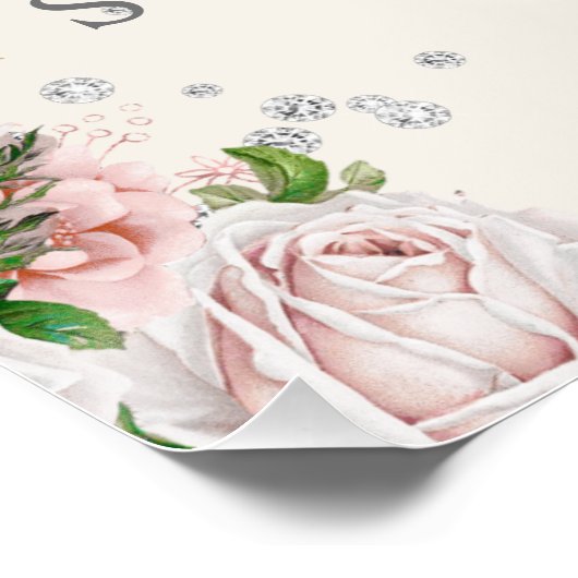 Roze Bow Coquette Bloemen  Sweet 16 Perfect Poster (Hoek)