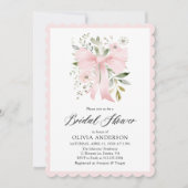 Roze Bow Coquette Bloemschelp Vrijgezellenfeest Kaart (Voorkant)