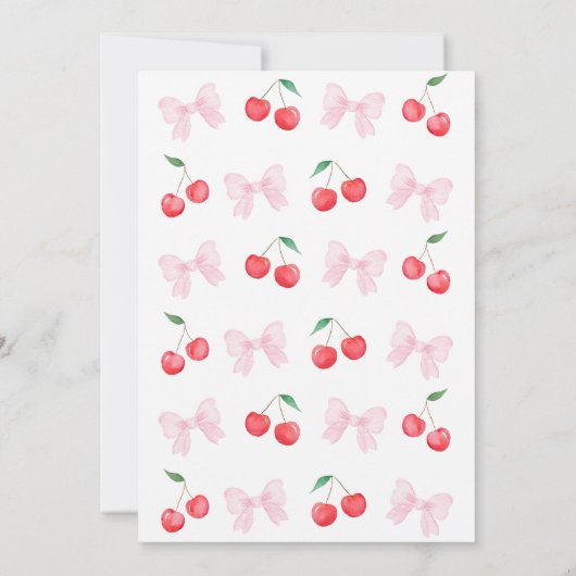 Roze Bow Coquette Cherry Girl Verjaardag Kaart (Achterkant)