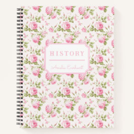 Roze Bow Coquette Cottage Roos Monogram Notitieboek