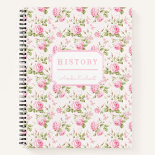 Roze Bow Coquette Cottage Roos Monogram Notitieboek