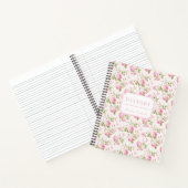Roze Bow Coquette Cottage Roos Monogram Notitieboek (Binnen)