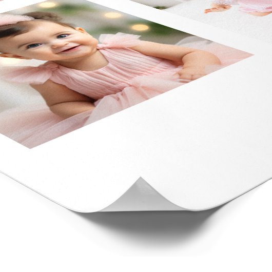 Roze Bow Coquette Eerste Jaar Foto Milestone Poster (Hoek)