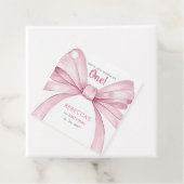 Roze Bow Coquette Eerste Verjaardag Bedankjes Labels (In situ)